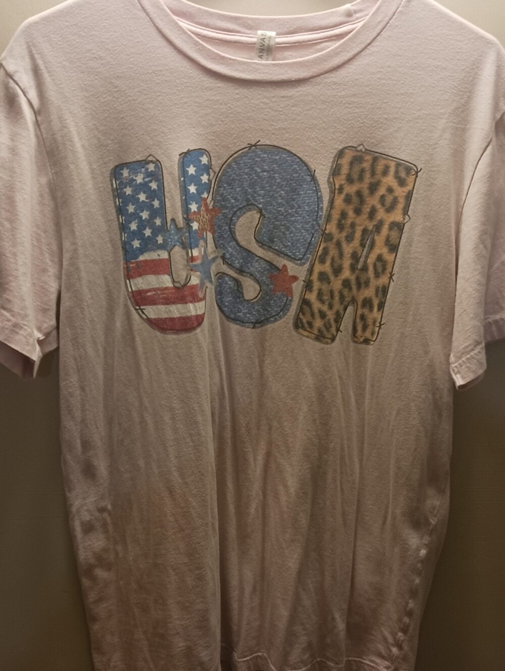 Bella Canvas Light Pink USA Graphic Tee